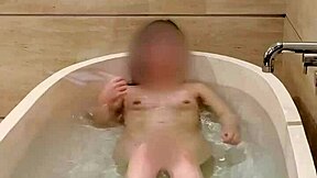 bathing of beautiful japanese college student with small waist and cute face