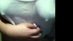 cute teen shows boobs while walking in public