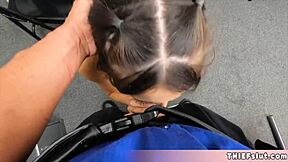 i'm the pretty blonde shoplifter seducing the mall cop to go home