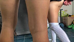 Perverted Stepfather Finds Stepdaughter in School Uniform on All Fours in Kitchen, Fucks Her Pussy Until Covering with Semen