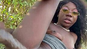 Is Lola Black Playing With Her Pussy Outside?