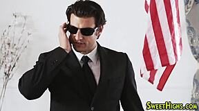 The Teen In Office Uniform Gets Cum In Mouth From Cock