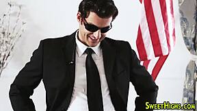 The Teen In Office Uniform Gets Cum In Mouth From Cock