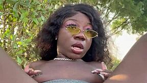 Is Lola Black Playing With Her Pussy Outside?