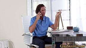 the ebony teen gives her stepdad's big cock a head in a taboo scene