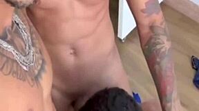 Maloca licked oiled ass by lover while husband watches country bdsm cock