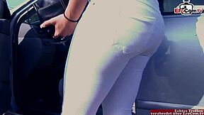 Brunette teen with natural tits picked up for bbc