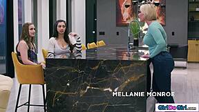 hot stepsisters gonna fuck their milf stepmom with shaved pussies and sucking