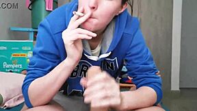 Brunette In Hoodie Gives Intense Blowjob