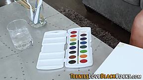 Teen interracial blowjob leads to cum in mouth