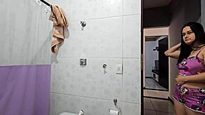 stepdaughter gets horny seeing me in shower 😍 multiple orgasms now