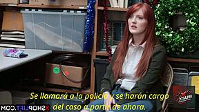 this redhead thief got caught and ended up getting her ass fucked hard