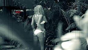 Aubrey Adams rubs herself and fucks outdoors in heels.