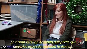 this redhead thief got caught and ended up getting her ass fucked hard