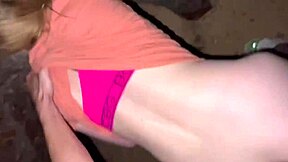 Skinny 18yo intensely fucks foreign teacher in public on Florida beach.