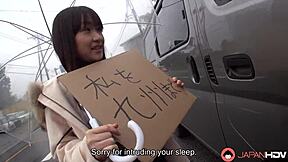 Mikoto Mochida says, suck my big tits and cock in the car uncensored