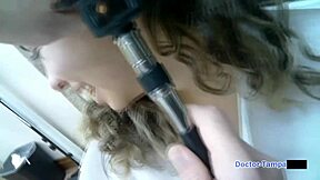 dr tampa examines aria nicole's shaved pussy