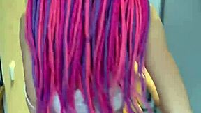 Beautiful neighbor squirts hugely after cumshot, eating sperm from tight pussy in bathroom