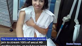 dr tampa examines aria nicole's shaved pussy