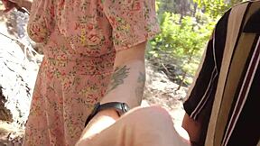 Outdoor adventure in the woods with a new acquaintance