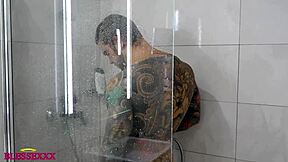 I Catch My Step Cousin Naked in Shower with Shaved Pussy