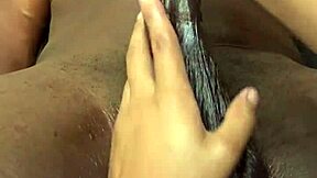 Oiled Brunette Strokes Big Cock To Cum!