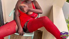 i watch this teen masturbate outdoors in lingerie, squirting with big clit and juicy ass