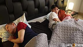 Part 1: I fuck my stepsister next to stepfather in bed.