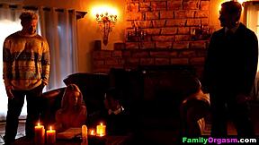 Family Orgasm: Dark Emo and Friend Summon Stepdads for Intense Group Action