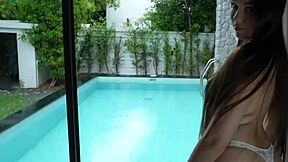 Young stepmother fucks stepson in hotel bed.