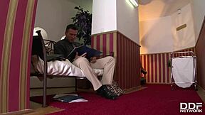 Maid Emma Leigh's Shaved Pussy Gets Wet When Hotel Guest Fucks Her Hardcore!