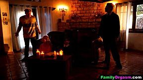 Family Orgasm: Dark Emo and Friend Summon Stepdads for Intense Group Action