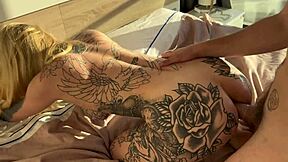 Beautiful tattooed girl lends me her ass for first anal