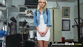 Petite Blonde Teen Hints At Hardcore Interracial Deep Throat On Sofa