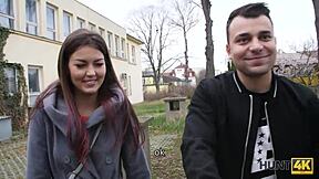 Hunt4k Shaved Pussy Penetrated Hard in Front of Boyfriend in Cuckold Sex for Cash