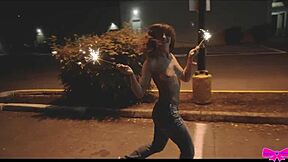 Topless Outdoors Sparklers With Honey Gold Dakota Marr