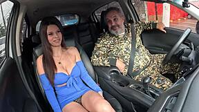 Young brunette maite fernandes misbehaves in car on sao paulo streets bareback