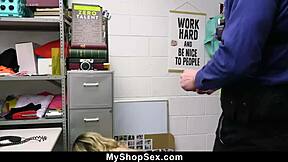 Black Officer Catches Teen Shoplifter And Makes Her Ride His Tight Cock In Cowgirl Position