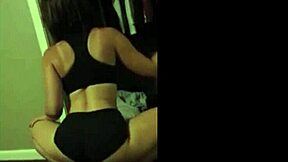 The white teen 18+ shakes her fit ass in a twerking dance at the party