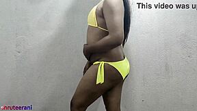 Indian Shemale in Lime Bikini Crossdresses and Masturbates!