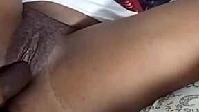 african teen enjoys rough missionary fucking and cum in her pussy during quickie