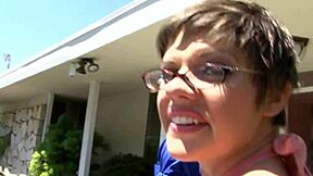 haileey james, that short-haired brunette with glasses, really loves jerking off cocks and masturbating her tits