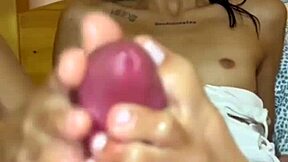 Cum on tiny Latina feet after footjob