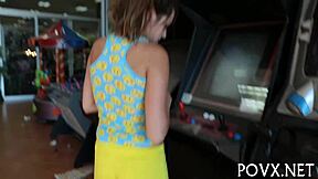 zoe foxx sucking and fucking cocks in pov, her tight pussy getting pounded hard