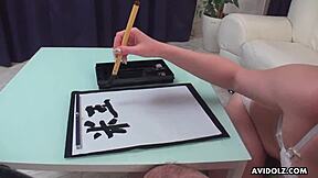 Ass view of big shaking orgasm with dildo