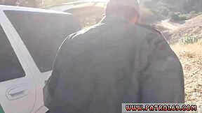 Blonde teen 18+ in police uniform gets clothes ripped during outdoor strip search, leading to hardcore sex and cumshot