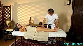 Hidden Cam Spies On Brunette Babe's Tit Rub Massage