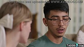 Teen cheerleader Melody Marks loses her virginity to a shy guy's dark cock.