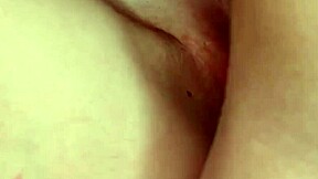 Close up pussy fuck shows teen taking big cock deep with creampie finish in hardcore action.