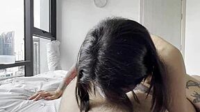 Blonde Teen Co-Worker In Dorm Gives Intense Blowjob With Cum In Mouth. She Swallows Every Drop While Roommate Watches.